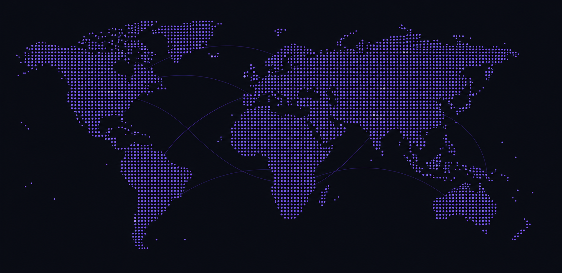 World map showing Cambeon's global network linking six continents with cross-border connections.